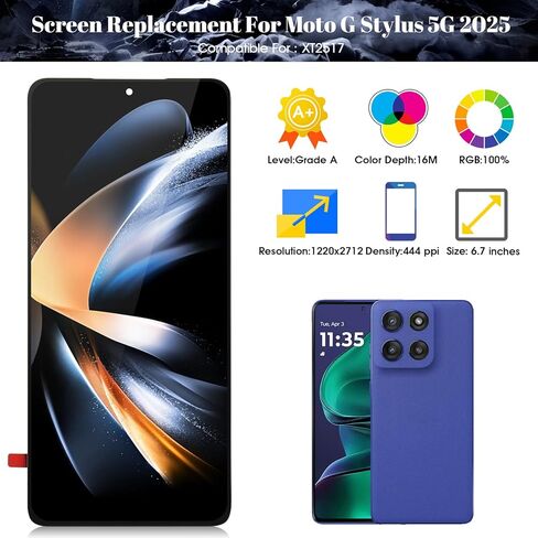 SRJTEK for Motorola Moto G Stylus 5G 2025 Screen Replacement for Moto G Stylus 5G 2025 XT2517-1 LCD Display Digitizer Touch Screen Assembly Repair Kits (Black) in Kuwait