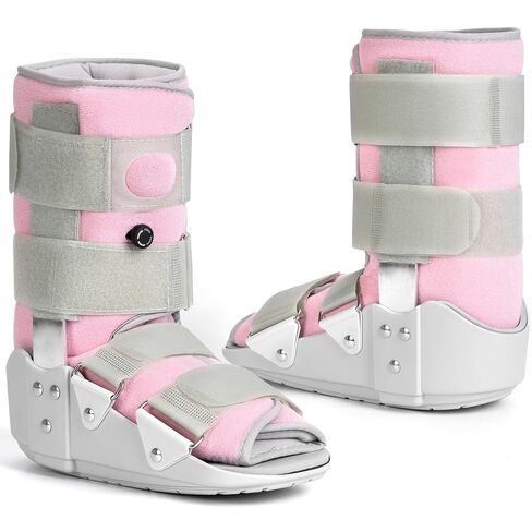 Medibot Medical Grade Fracture Boot - Adjustable Walking Cast for Foot & Ankle Injuries Secure Support for Broken Foot or Severe Sprain,Women's Medium,Grey & Light Pink,Fits women's Shoe Size 7-10'' in Kuwait