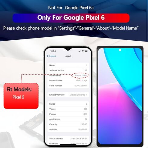 استبدال شاشة Google Pixel 6 incell لـ Pixel 6 GB7N6 G9S9B16 G9S9B GR1YH شاشة LCD تعمل باللمس محول الأرقام الجمعية استبدال مع أدوات in Kuwait