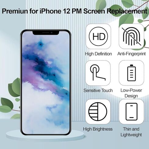 for iPhone 12 Pro Max Screen Replacement Kit with Earpiece Speaker LCD Screen 3D Touch Display Digitizer Full Assembly Proximity Ambient Light Sensor A2342 A2410 A2411 A2412 6.7 inch in Kuwait