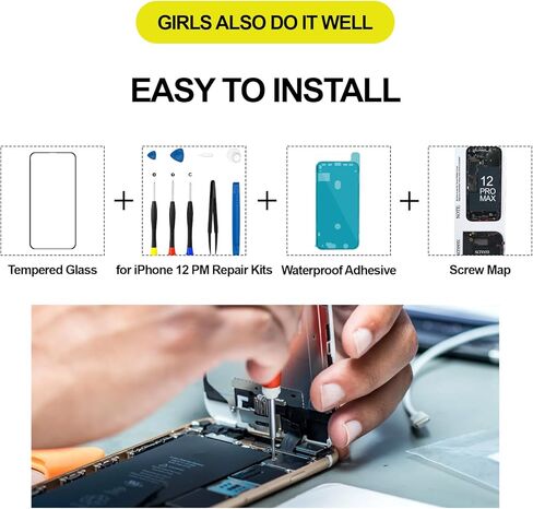 for iPhone 12 Pro Max Screen Replacement Kit with Earpiece Speaker LCD Screen 3D Touch Display Digitizer Full Assembly Proximity Ambient Light Sensor A2342 A2410 A2411 A2412 6.7 inch in Kuwait