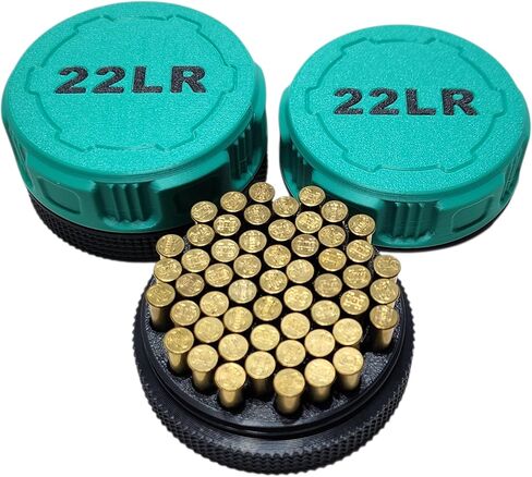 Mini Ammo Storage Boxes for .22LR Ammunition – Compact Durable Ammo Case with Screw-On Lid, Portable Pocket Size - Pack of 2 (Olive Green & Black) in Kuwait