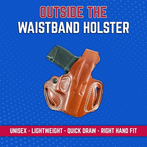DeSantis Thumb Break Mini Slide OWB Holster - Leather Holster, Open Carry, Compatible with the Sig P365, P265 XL, P365 SAS, P365 XL w/ Romeo Zero, P365 X w/ Romeo Zero - Right Hand Draw, Tan in Kuwait