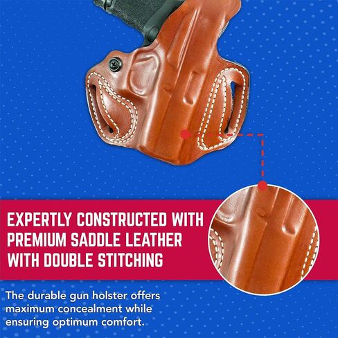 DeSantis Thumb Break Mini Slide OWB Holster - Leather Holster, Open Carry, Compatible with the Sig P365, P265 XL, P365 SAS, P365 XL w/ Romeo Zero, P365 X w/ Romeo Zero - Right Hand Draw, Tan in Kuwait