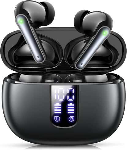 Bluetooth Headphones, 60H Playback LED Screen Wireless Earbuds, Black in Kuwait