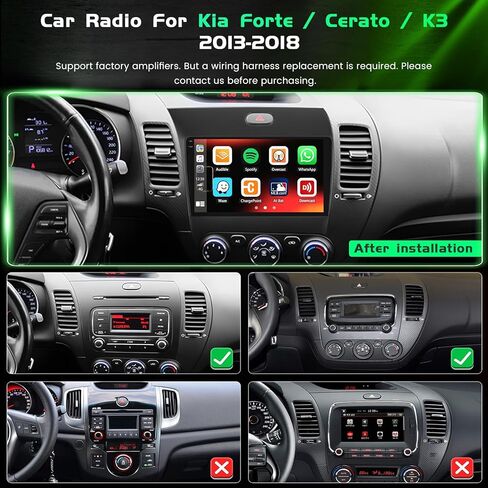 راديو سيارة 4+128 جيجابايت Android 15 لسيارة Kia Forte K3 Cerato 2013-2018 Wireless Carplay Android Auto، 9 بوصات 1280 * 720 بكسل داخل الخلية تعمل باللمس، ستيريو سيارة واي فاي BT GPS FM/RDS كاميرا احتياطية in Kuwait