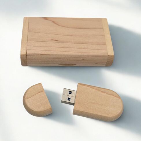 Personalized Engraved Wood USB Flash Drive with USB Box – Custom Memory Stick 3.0, Pen Drive, Jump Drive for Photographers, Wedding Gift, Christmas, Birthdays (Light Wood, 128 GB) in Kuwait