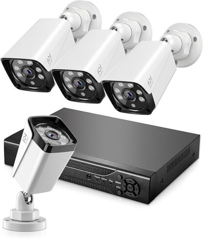 KEPEAK Wired Security Camera System Indoor Outdoor, Motion Detection, Remote Access, 4pcs 1080P Surveillance CCTV Cameras, H.265+ 4CH DVR(NO HDD) in Kuwait
