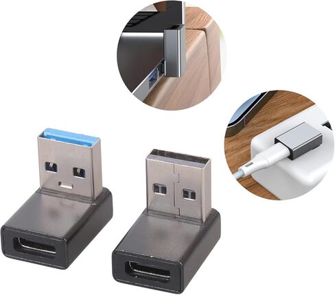 2Pcs Portable USB3.0 to Type C Converter Aluminum Alloy Adapter for USB C Earphones Card Reader Keyboards Data Cable Data Transfer and Charging in Kuwait