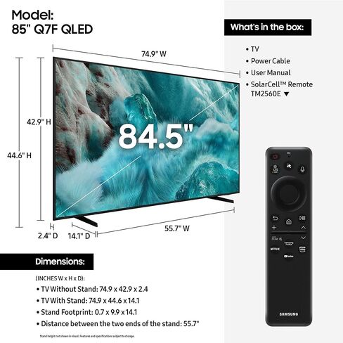 تلفزيون سامسونج QN85Q7F 85 بوصة فئة QN7F QLED 4K UHD Vision AI الذكي in Kuwait