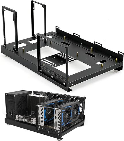 W01 DIY Computer Case Desktop Chassis Rack Stand Open Air PC Frame Testbench Fits ATX ITX E-ATX X79 X99 Motherboard, Vertical/Horizontal Placement with Stainless Steel Handle, Supports Water Cooling in Kuwait
