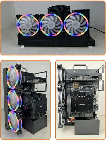 W01 DIY Computer Case Desktop Chassis Rack Stand Open Air PC Frame Testbench Fits ATX ITX E-ATX X79 X99 Motherboard, Vertical/Horizontal Placement with Stainless Steel Handle, Supports Water Cooling in Kuwait