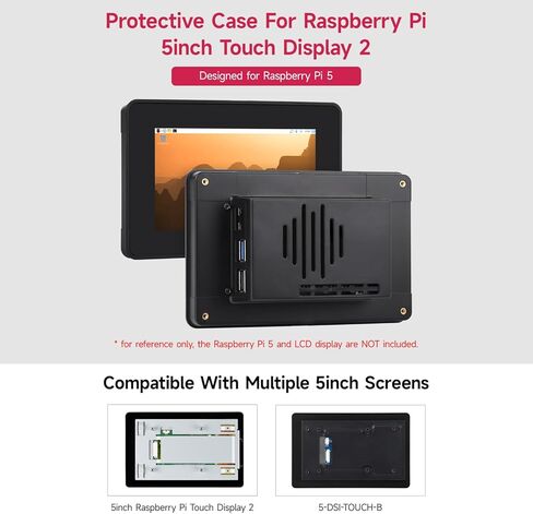 KLAYERS Protective CASE Compatible with RPI 5inch Touch Display 2 and RPI5,Compatible with Multiple 5inch Screens,CASE ONLY in Kuwait