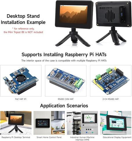 KLAYERS Protective CASE Compatible with RPI 5inch Touch Display 2 and RPI5,Compatible with Multiple 5inch Screens,CASE ONLY in Kuwait