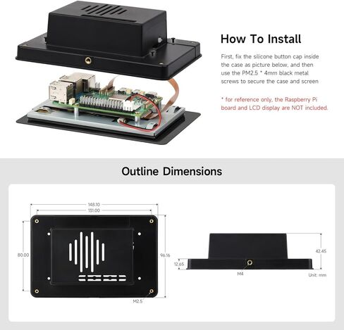 KLAYERS Protective CASE Compatible with RPI 5inch Touch Display 2 and RPI5,Compatible with Multiple 5inch Screens,CASE ONLY in Kuwait