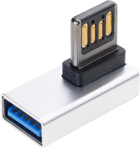 محول USB مزدوج الجانب ذكر إلى أنثى محولات الزوايا اليمنى غلاف معدني شحن سريع للإلكترونيات مقابس مزدوجة الجانب أعمى محول عكسي in Kuwait