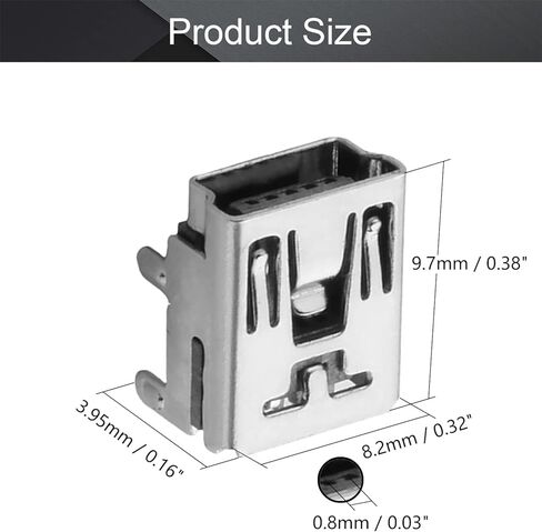 Mini PCB USB Connector 5Pin Female Jack 4 Foot 90 Degree Angle 20Pcs,WuJuntool in Kuwait