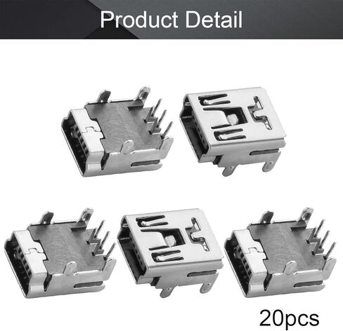Mini PCB USB Connector 5Pin Female Jack 4 Foot 90 Degree Angle 20Pcs,WuJuntool in Kuwait