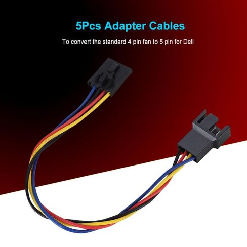 5 حزم كابل محول مروحة 5Pin إلى 4Pin - خط واجهة محول موصل مروحة وحدة المعالجة المركزية لمراوح التبريد PWM من Dell، 17.5 سم in Kuwait