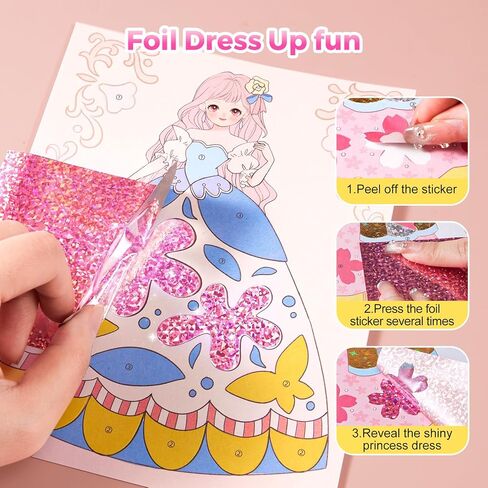 Jar Melo 4 in 1 Magic Paper Makeup Fun Kit for Girls - Blush Eyeshadow Play on Paper Crafts, Princess Diamond Painting, Foil Sticker Books, Birthday Gifts Toys for Girls Ages 4 5 6 7 8+ Years Old Kid in Kuwait