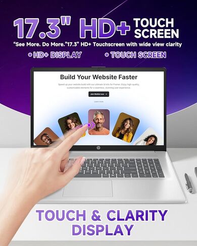 cefesfy Customized Laptop, Created Using HP 17-inch Touchscreen Business Laptop, AMD Ryzen 5 7430U, UP to 64GB 3200MHz DDR4 RAM, UP to 4TB SSD, Backlit KB, Silver in Kuwait