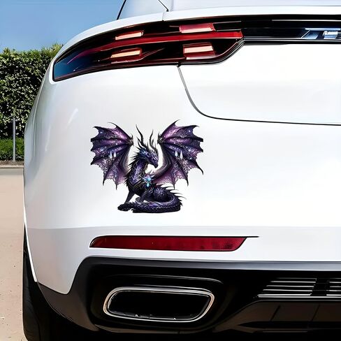 Purple Dragon Vinyl Decal Stickers, 5.5-Inch Waterproof Fantasy Dragon Design, Glossy Self-Adhesive Car Stickers, Bumper Stickers, Decals for Vehicles, Laptops & Suitcases, 2-Pack in Kuwait