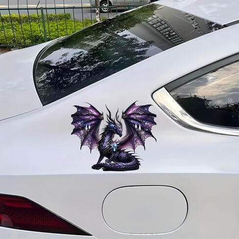Purple Dragon Vinyl Decal Stickers, 5.5-Inch Waterproof Fantasy Dragon Design, Glossy Self-Adhesive Car Stickers, Bumper Stickers, Decals for Vehicles, Laptops & Suitcases, 2-Pack in Kuwait