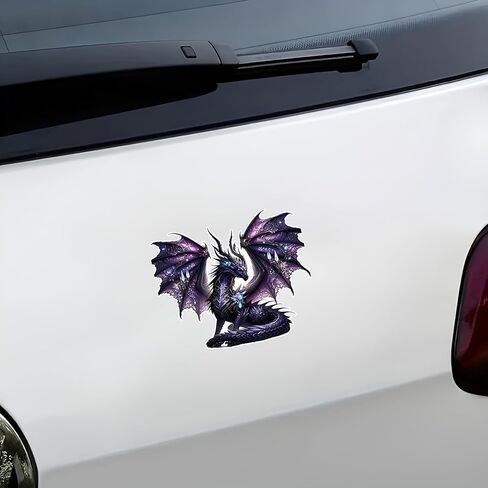 Purple Dragon Vinyl Decal Stickers, 5.5-Inch Waterproof Fantasy Dragon Design, Glossy Self-Adhesive Car Stickers, Bumper Stickers, Decals for Vehicles, Laptops & Suitcases, 2-Pack in Kuwait