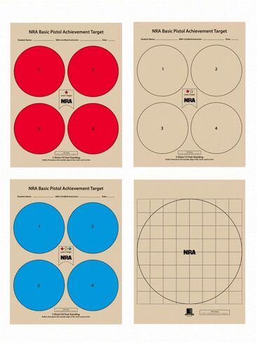 The NRA Pistol Qualification Targets, 100 Target Pack, 25 of Each Target Design in Kuwait