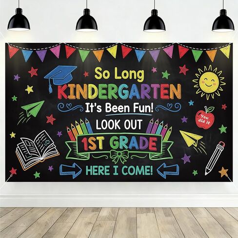Ledinca Kids Graduation Decoration Backdrop 71x43 Inch, Class of 2026 Graduation Decor, Cute Grad Photo Background for School Classroom Home Party Supplies in Kuwait