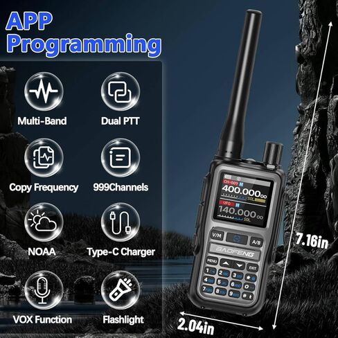 راديو Baofeng UV-5R Mini Ham راديو طويل المدى محمول قابل لإعادة الشحن للبالغين برمجة التطبيقات NOAA الطقس UV5R 5RM راديو اتجاهين مع سماعة أذن USB-C شاحن للصيد البقاء على قيد الحياة، 2 حزمة in Kuwait