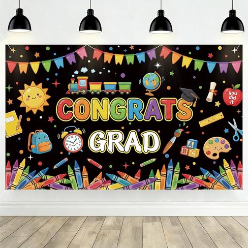 Ledinca Kids Graduation Decoration Backdrop 71x43 Inch, Class of 2026 Graduation Decor, Cute Grad Photo Background for School Classroom Home Party Supplies in Saudi Arabia