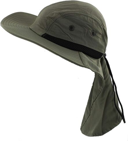 Outdoor Packable Wide Brim Sun Hat w/Neck Flap Adjustable Headband - Adult and Kids Sizes in Kuwait