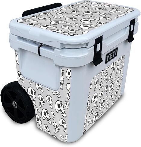 Glossy Glitter Cooler Skin Compatible with Yeti Roadie 32 Wheeled Cooler - Laughing Skulls - Premium 3M Vinyl Protective Wrap Decal Cover - Easy to Apply | Crafted in The USA by MightySkins in Kuwait