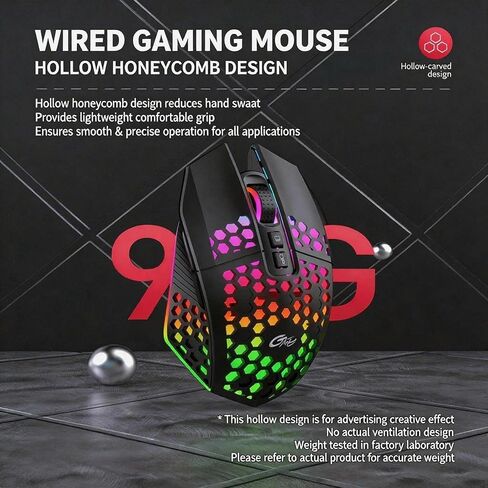 【 Plug and Play -70 Inch Cable Length 】 2026 new Model Professional Gaming Wired Mouse, 6 RGB Lights, 7 Shortcut Keys, Ergonomic Gaming Laptop Optical Mouse, 6 Adjustable DPI up to 8000 in Saudi Arabia