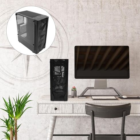 NUOBESTY Gaming Computer Case ATX Desktop Chassis with Tempered Glass Side Panel, Black Water Cooling Compatible Tower for Home and Office Computers in Kuwait
