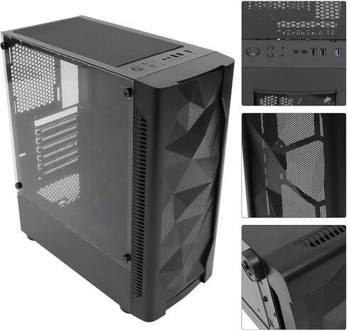 NUOBESTY Gaming Computer Case ATX Desktop Chassis with Tempered Glass Side Panel, Black Water Cooling Compatible Tower for Home and Office Computers in Kuwait