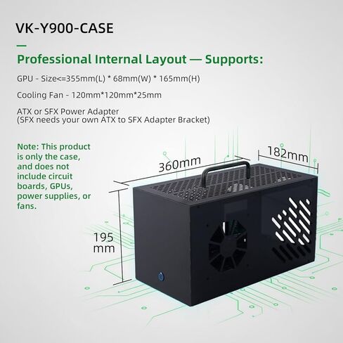 هيكل eGPU لـ VK-Y900 (لا يشتمل على لوحة الدائرة)، علبة من سبائك الألومنيوم/الحديد/الأكريليك للوحة الأم VK-Y900 (حافظة VK-Y900) in Kuwait