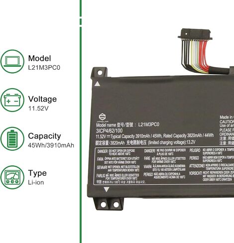 L21M3PC0 SB11F36375 5B11F36371 Laptop Battery Replacement for Lenovo Legion 5 15IAH7 15IAH7H Legion 5 Pro 16IAH7 16IAH7H Series L21C3PC0 SB11F36369 5B11F36372 L21D3PC0 SB11F36367 11.52V 45Wh in Kuwait