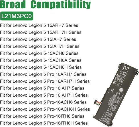 L21M3PC0 SB11F36375 5B11F36371 Laptop Battery Replacement for Lenovo Legion 5 15IAH7 15IAH7H Legion 5 Pro 16IAH7 16IAH7H Series L21C3PC0 SB11F36369 5B11F36372 L21D3PC0 SB11F36367 11.52V 45Wh in Kuwait