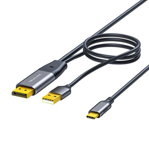 DisplayPort to USB-C Cable with Power Supply and Data Signal Transmission 6.6ft, for PC to Portable Monitor, AR Glasses (Xreal, Rokid, Viture, etc.) - DP to Type-C Display in Kuwait