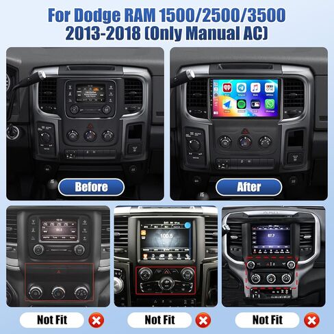 4G + 64G راديو ستيريو للسيارة دودج رام 1500 2500 3500 2013 2014 2015 2016 2017 2018 مع CarPlay اللاسلكي Android Auto 9 بوصة Android 15 شاشة لمس GPS راديو بديل SWC EQ AHD كاميرا احتياطية in Kuwait