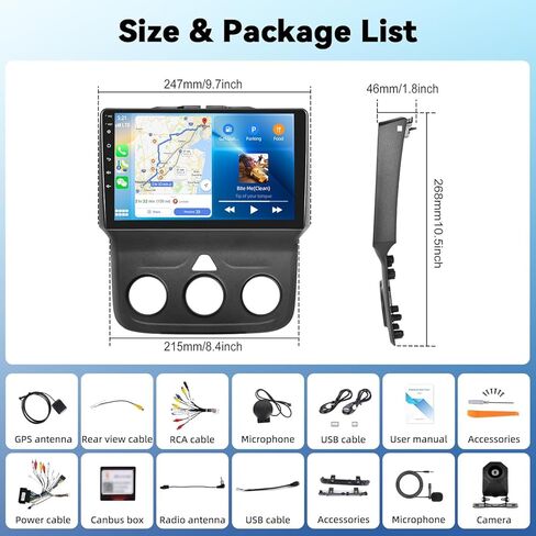 4G+64G Car Stereo Radio for Dodge RAM 1500 2500 3500 2013 2014 2015 2016 2017 2018 with Wireless CarPlay Android Auto 9 inch Android 15 Touchscreen GPS Radio Replacement SWC EQ AHD Backup Camera in Kuwait