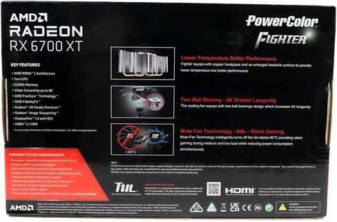 PowerColor Fighter AMD Radeon RX 6700 XT Gaming Graphics Card with 12GB GDDR6 Memory, Raytracing, PCIe 4.0, HDMI 2.1, AMD Infinity Cache (Renewed) in Kuwait