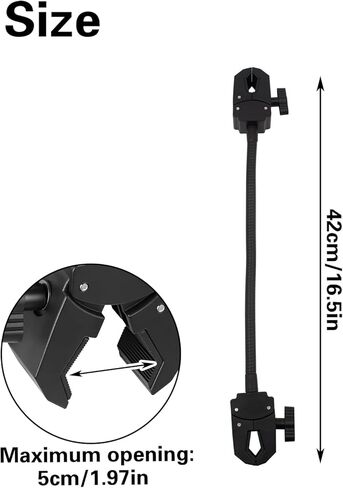 Super Double Clamp Camera Mount with 11.8'' Gooseneck, 360° Flexible Pole Clamp for Tripod, Umbrella, Stroller, Crossbar, Studio Light Stand & Photography Accessories in Kuwait