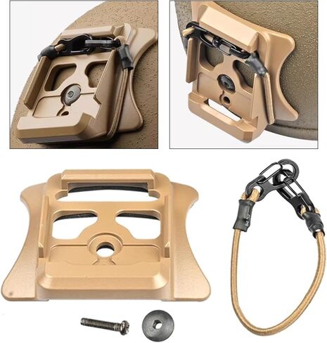 Metal NVG Mount Base Lightweight Helmet NVG Bracket Night Vision Goggles Device Mount Shroud，Compatible with USMC ECH ACH Helmet Rhino Front Bracket Mounting，with Double-Head Hook Elastic Rope、Screw in Kuwait