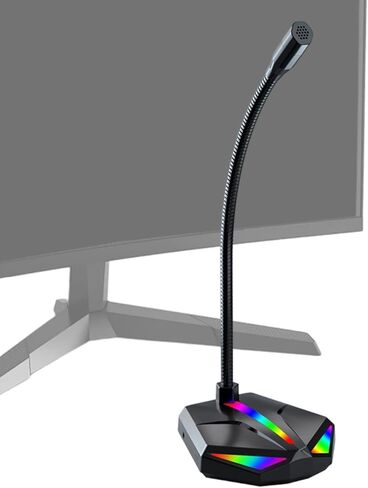 ميكروفون الكمبيوتر - معدات الكمبيوتر المانعة للضوضاء مع ضوء RGB، ميكروفون الكمبيوتر لسطح المكتب - لتسجيل الألعاب والدردشة المنزلية والبث الصوتي in Kuwait