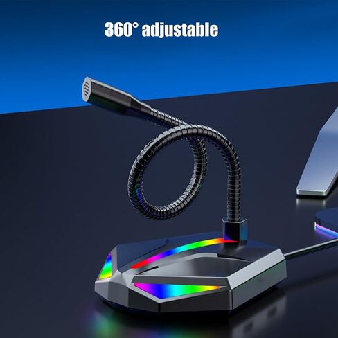 ميكروفون الكمبيوتر - معدات الكمبيوتر المانعة للضوضاء مع ضوء RGB، ميكروفون الكمبيوتر لسطح المكتب - لتسجيل الألعاب والدردشة المنزلية والبث الصوتي in Kuwait