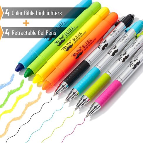 Mr. Pen- Bible Highlighters and Pens No Bleed, 8 Pack, Bible Journaling Kit, Bible Pens No Bleed Through, Gel Highlighters/Markers Bible Study Kit, Christian Gifts in Kuwait