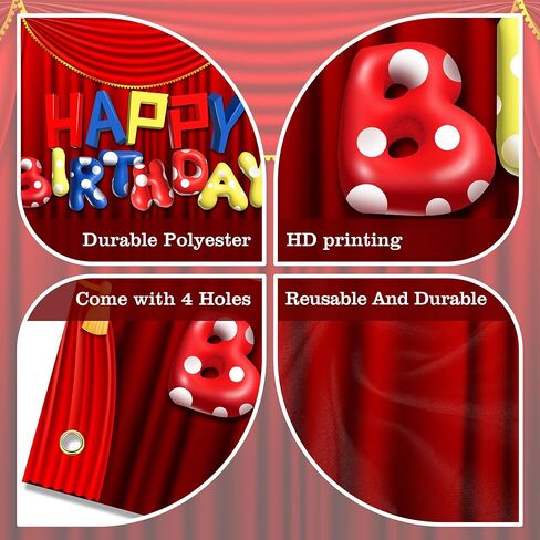 Circus Show Happy Birthday Backdrop Banner Cartoon Stage Red Curtain Theme Background Decor for Boys Girls Birthday Party Decorations Photo Studio Props Supplies 72x43in-BECKTEN in Kuwait